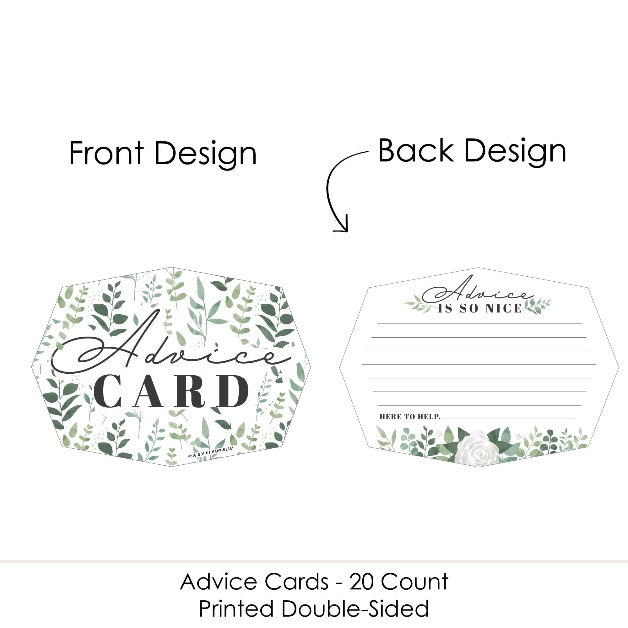 Big Dot Of Happiness Boho Botanical - Wish Card Greenery Party Activities - Shaped Advice Cards Game - Set Of 20